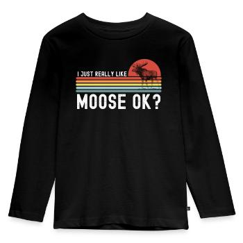 Elch - Kinder Premium Bio Langarmshirt - Schwarz - Vorne - AI Model Kid Male (0cm)