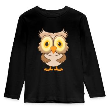 Eule - Kinder Premium Bio Langarmshirt - Schwarz - Vorne - AI Model Kid Male (0cm)