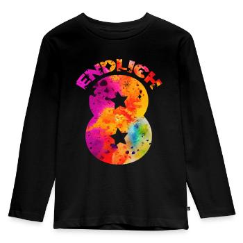 ENDLICH 8 EINHORN 8. GEBURTSTAG - Kinder Premium Bio Langarmshirt - Schwarz - Vorne - AI Model Kid Male (0cm)