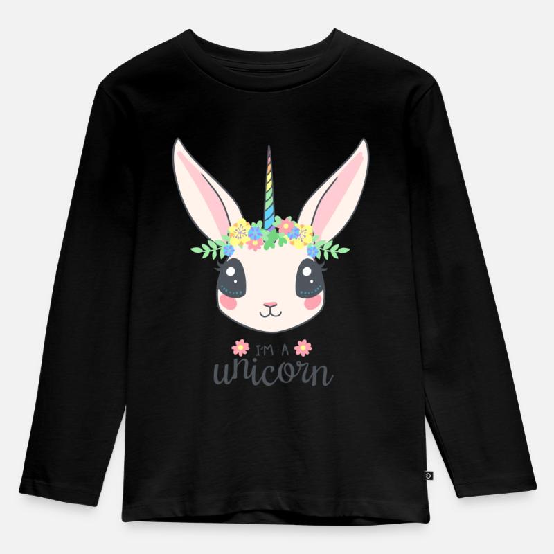 Ich bin ein Einhorn - Kinder Premium Bio Langarmshirt - Schwarz