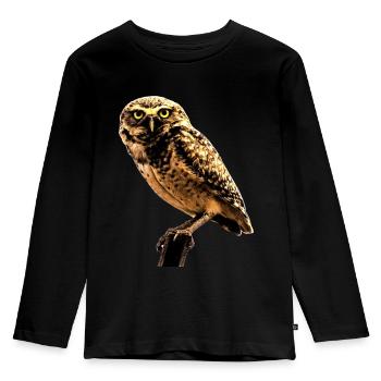 Die Eule die Eule - Kinder Premium Bio Langarmshirt - Schwarz - Vorne - AI Model Kid Male (0cm)