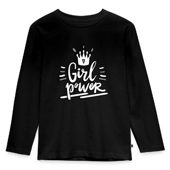 girl power - Camiseta ecológica prémium de manga larga para niños - negro - delante - AI Model Kid Male (0cm)