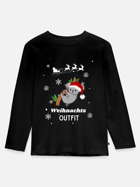 Weihnachts OUTFIT Koala - Kinder Premium Bio Langarmshirt - Schwarz
