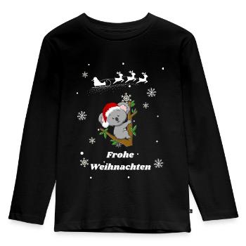 Frohe Weihnachten Koala - Kinder Premium Bio Langarmshirt - Schwarz - Vorne - AI Model Kid Male (0cm)