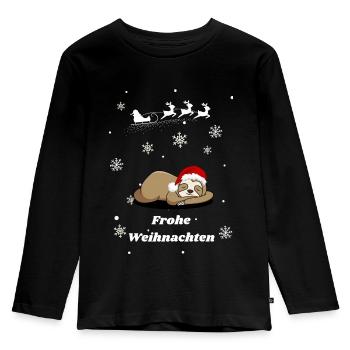 Frohe Weihnachten Faultier - Kinder Premium Bio Langarmshirt - Schwarz - Vorne - AI Model Kid Male (0cm)