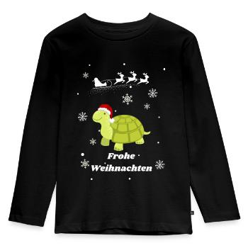 Frohe Weihnachten Schildkröte - Kinder Premium Bio Langarmshirt - Schwarz - Vorne - AI Model Kid Male (0cm)