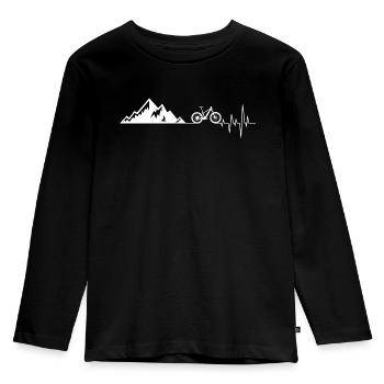 Heartbeat mountains bicycle - Kids' Premium Longsleeve Shirt - black - Front - AI Model Kid Male (0cm)