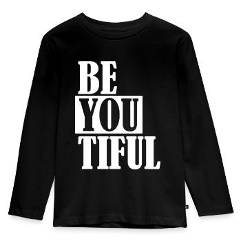 Beautiful beautiful wonderful w - Kids' Premium Longsleeve Shirt - black - Front - AI Model Kid Male (0cm)