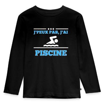 Je Peux Pas j'ai piscine - T-shirt manches longues Premium Enfant - noir - Devant - AI Model Kid Male (0cm)