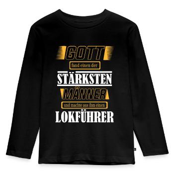 Lokführer, einer der stärksten Männer der Welt - Kinder Premium Bio Langarmshirt - Schwarz - Vorne - AI Model Kid Male (0cm)