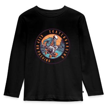 Skull Skeleton Skateboard Skater - T-shirt manches longues Premium Enfant - noir - Devant - AI Model Kid Male (0cm)