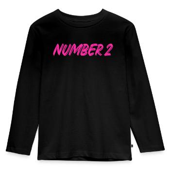 Numéro 2 - deux - deuxième - deuxième - 2 - numéro 2 - T-shirt manches longues Premium Enfant - noir - Devant - AI Model Kid Male (0cm)