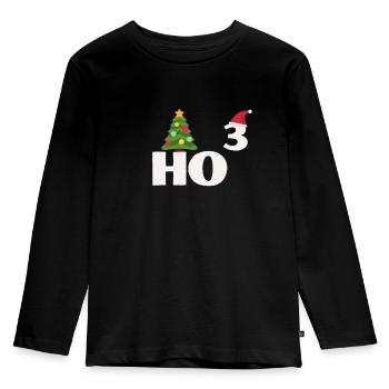 HO HO HO Weihnachten Ho hoch 3 - Kinder Premium Bio Langarmshirt - Schwarz - Vorne - AI Model Kid Male (0cm)