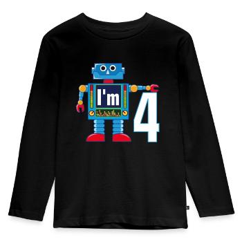 Robot 4 ans - T-shirt manches longues Premium Enfant - noir - Devant - AI Model Kid Male (0cm)
