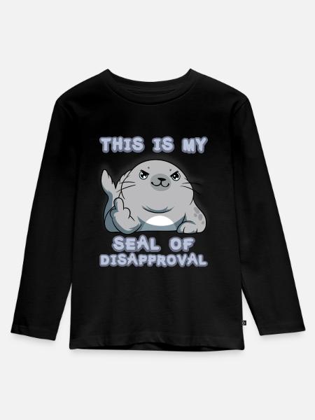 Lustiges Seelöwen und Robben Design Seehunde - Kinder Premium Bio Langarmshirt - Schwarz