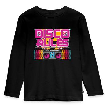 Vintage Schallplatten Disko Vinyl Disco - Kinder Premium Bio Langarmshirt - Schwarz - Vorne - AI Model Kid Male (0cm)