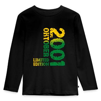 2001 Oktober Limited Edition 22. Geburtstag Deko - Kinder Premium Bio Langarmshirt - Schwarz - Vorne - AI Model Kid Male (0cm)