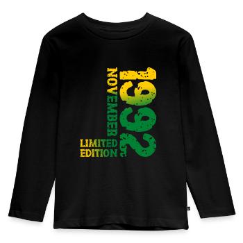 1992 November Limited Edition 31. Geburtstag Deko - Kinder Premium Bio Langarmshirt - Schwarz - Vorne - AI Model Kid Male (0cm)