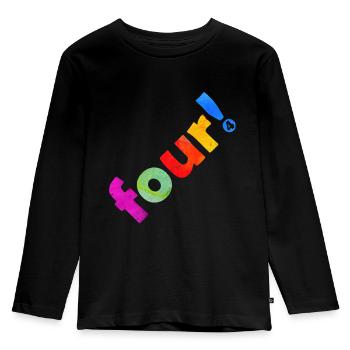 QUATRE 4 ANS 4E ANNIVERSAIRE - T-shirt manches longues Premium Enfant - noir - Devant - AI Model Kid Male (0cm)