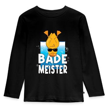 Bademeister - Kinder Premium Bio Langarmshirt - Schwarz - Vorne - AI Model Kid Male (0cm)