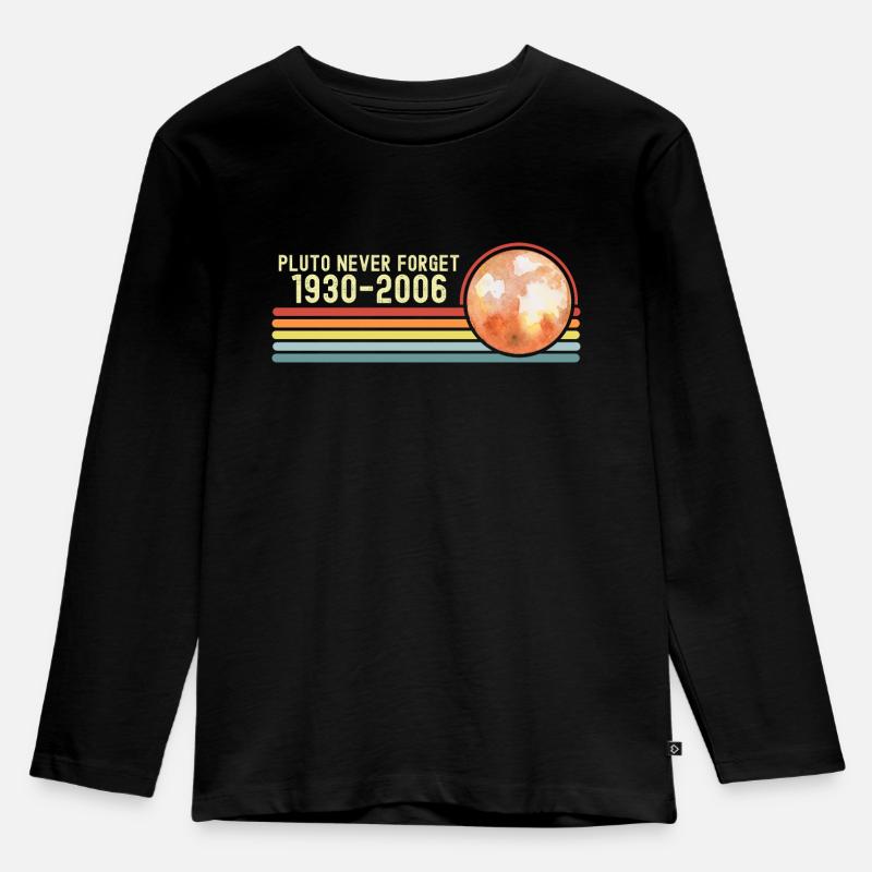 Pluto Planet - Kinder Premium Bio Langarmshirt - Schwarz