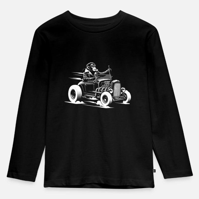 Affe am Steuer - Kinder Premium Bio Langarmshirt - Schwarz