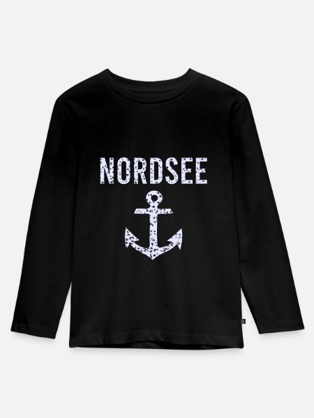 Nordsee - Kinder Premium Bio Langarmshirt - Schwarz
