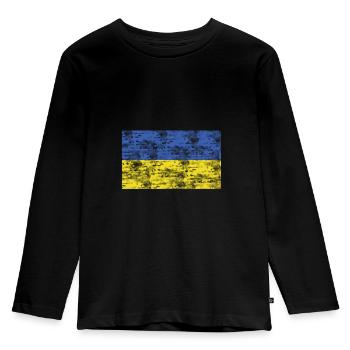 Drapeau de l’Ukraine - T-shirt manches longues Premium Enfant - noir - Devant - AI Model Kid Male (0cm)
