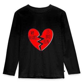broken heart - Kinder Premium Bio Langarmshirt - Schwarz - Vorne - AI Model Kid Male (0cm)