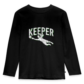 Fußball Torwart Keeper - Kinder Premium Bio Langarmshirt - Schwarz - Vorne - AI Model Kid Male (0cm)