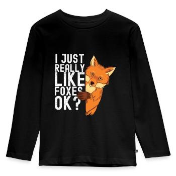 Fuchs - Kinder Premium Bio Langarmshirt - Schwarz - Vorne - AI Model Kid Male (0cm)