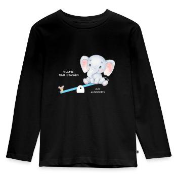 Elefant, Maus wippen, Träume stärker als Ausreden - Kinder Premium Bio Langarmshirt - Schwarz - Vorne - AI Model Kid Male (0cm)