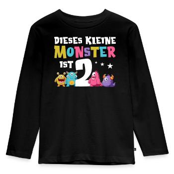 2 Geburtstag 2. Geburtstag Monster Spruch - Kinder Premium Bio Langarmshirt - Schwarz - Vorne - AI Model Kid Male (0cm)