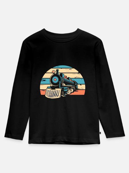 Eisenbahn - Kinder Premium Bio Langarmshirt - Schwarz