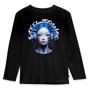 I FEEL TRANCE - Cool Human with Headphones! - Kids' Premium Longsleeve Shirt - black - Front - AI Model Kid Male (0cm)