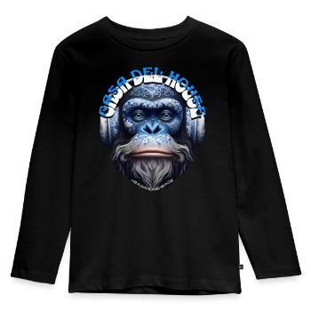 CASA DEL HOUSE - Cool Orangutan with Headphones! - Kids' Premium Longsleeve Shirt - black - Front - AI Model Kid Male (0cm)