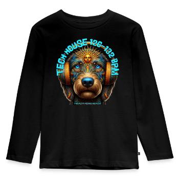 TECH HOUSE 126-132 BPM - Labradoodle & Headphones! - Kids' Premium Longsleeve Shirt - black - Front - AI Model Kid Male (0cm)