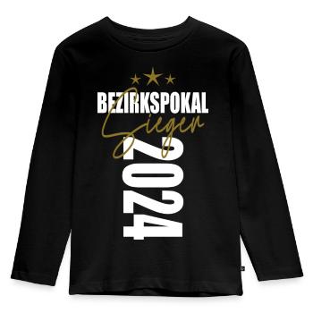 Bezirkspokal Sieger 2024 - Kinder Premium Bio Langarmshirt - Schwarz - Vorne - AI Model Kid Male (0cm)