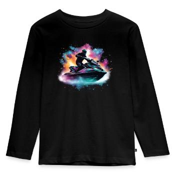 Per Jetski durch die Galaxis - Kinder Premium Bio Langarmshirt - Schwarz - Vorne - AI Model Kid Male (0cm)