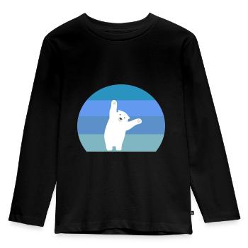 Retro Polarbär Eisbär - Kinder Premium Bio Langarmshirt - Schwarz - Vorne - AI Model Kid Male (0cm)