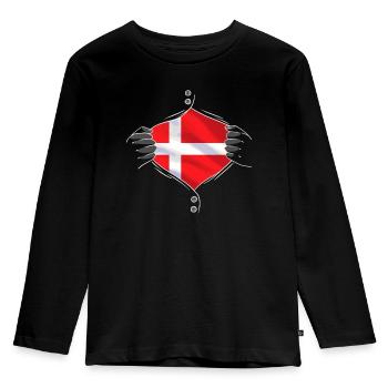 Demark flag proud danish - Kinder Premium Bio Langarmshirt - Schwarz - Vorne - AI Model Kid Male (0cm)