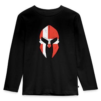 Danish flag in Spartan warrior Helmet - Kinder Premium Bio Langarmshirt - Schwarz - Vorne - AI Model Kid Male (0cm)