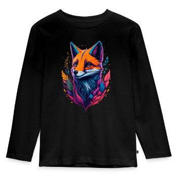 abstracte vos - Kinderen Premium Bio shirt met lange mouwen - zwart - Voor - AI Model Kid Male (0cm)