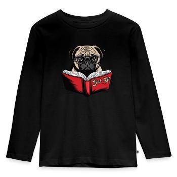 Get Lit Pug - Kinder Premium Bio Langarmshirt - Schwarz - Vorne - AI Model Kid Male (0cm)