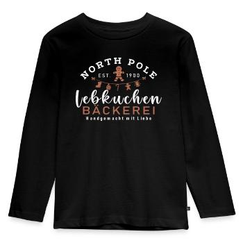Lebkuchen - Kinder Premium Bio Langarmshirt - Schwarz - Vorne - AI Model Kid Male (0cm)