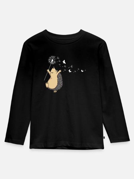 Igel Igel Igel - Kinder Premium Bio Langarmshirt - Schwarz