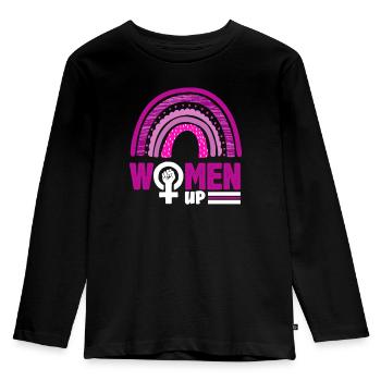 Feminismus Feministin - Kinder Premium Bio Langarmshirt - Schwarz - Vorne - AI Model Kid Male (0cm)