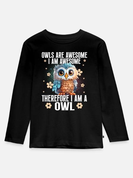Eule Eulen - Kinder Premium Bio Langarmshirt - Schwarz