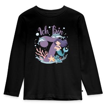 7. Geburtstag Mädchen 7 Jahre Meerjungfrau Party - Kinder Premium Bio Langarmshirt - Schwarz - Vorne - AI Model Kid Male (0cm)