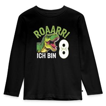 8. Geburtstag 8 Jahre Dino Dinosaurier Fan - Kinder Premium Bio Langarmshirt - Schwarz - Vorne - AI Model Kid Male (0cm)